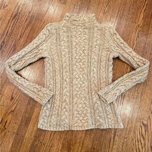 Lands' End Tan Cable Knit Turtleneck Sweater - women's size XS